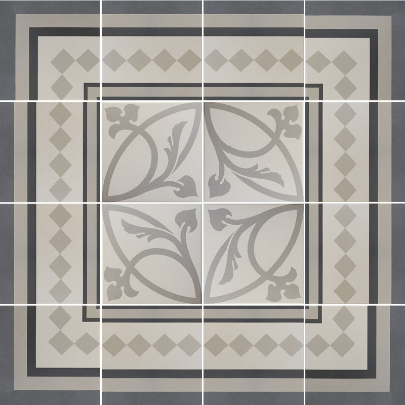 Carrelage imitation ciment rosace 20x20 cm CAPRICE PROVENCE Angle - L'Atelier By AC
