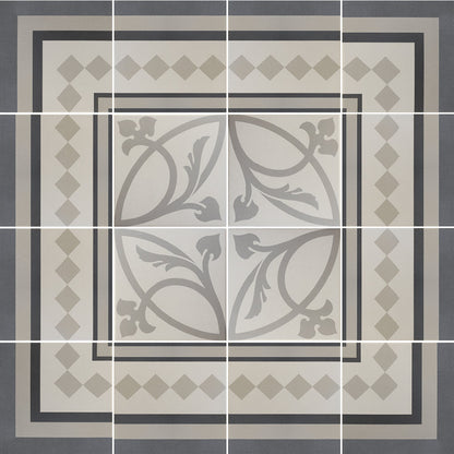 Carrelage imitation ciment rosace 20x20 cm CAPRICE PROVENCE Angle - L'Atelier By AC